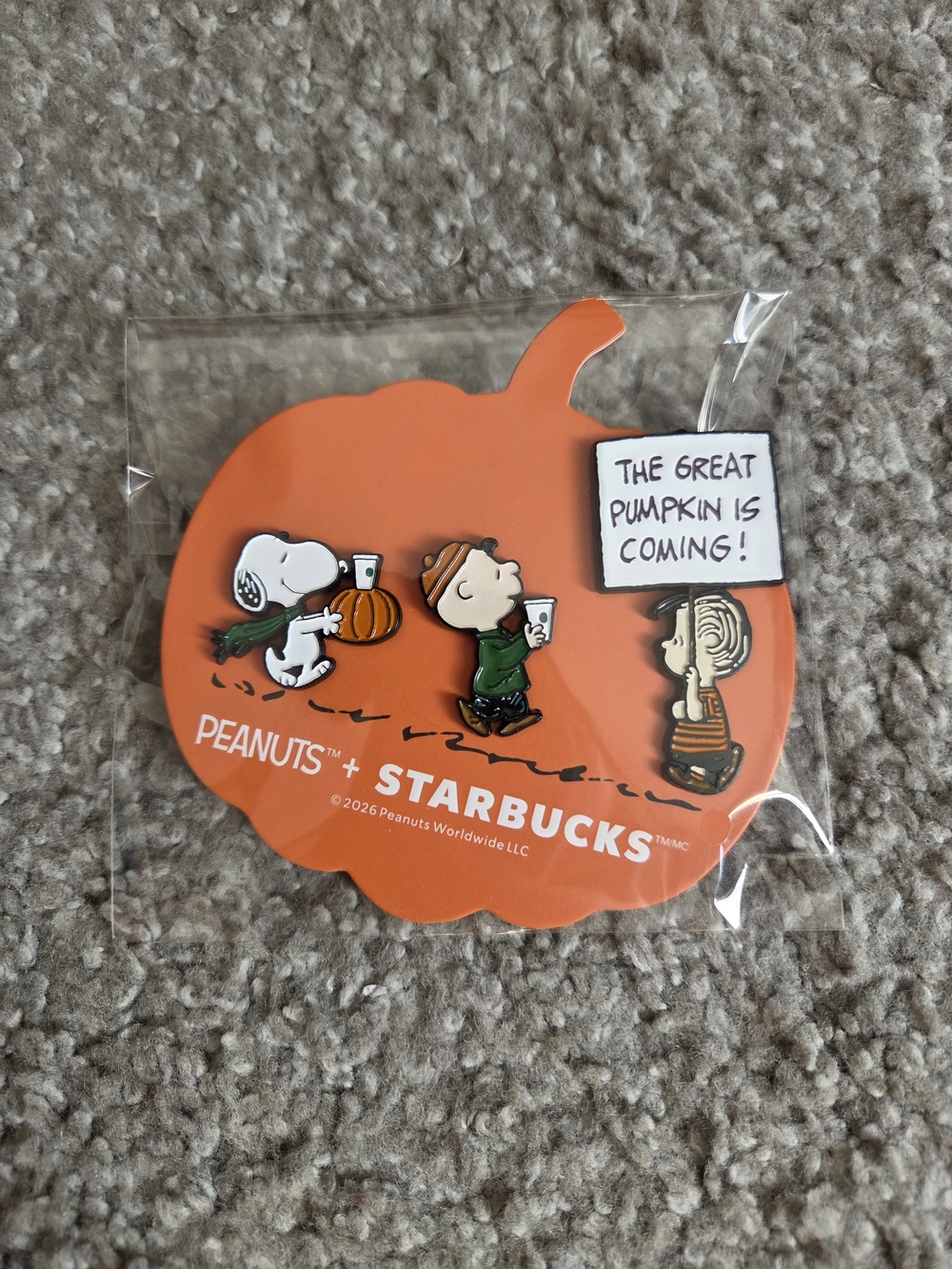 Snoopy Peanuts x Starbucks Great Pumpkin Enamel Pin Set Fall 2026